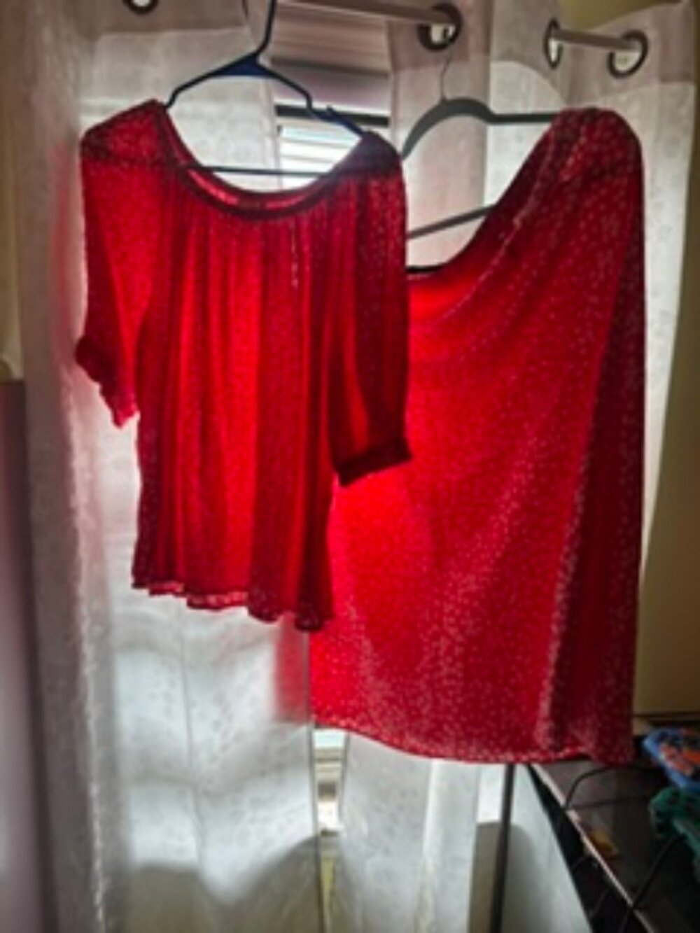 LOFT Red Printed 2-Piece Matching Set | Top (14) & Skirt (XL)